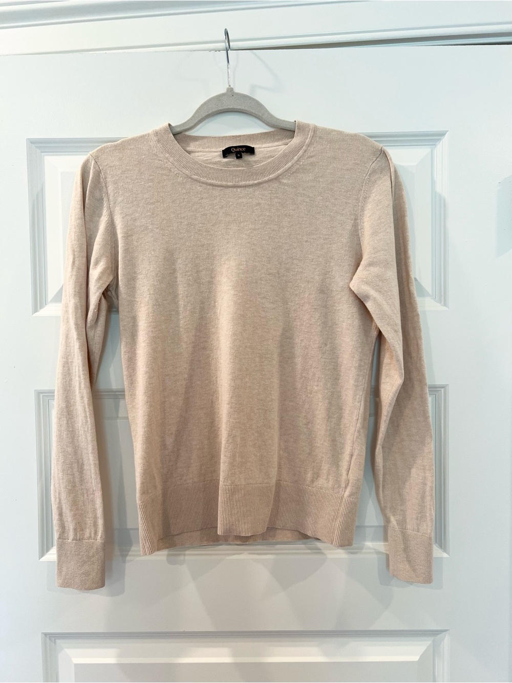 Quince Lightweight Cotton Cashmere Crewneck Sweater Oatmeal S - Picture 2 of 9